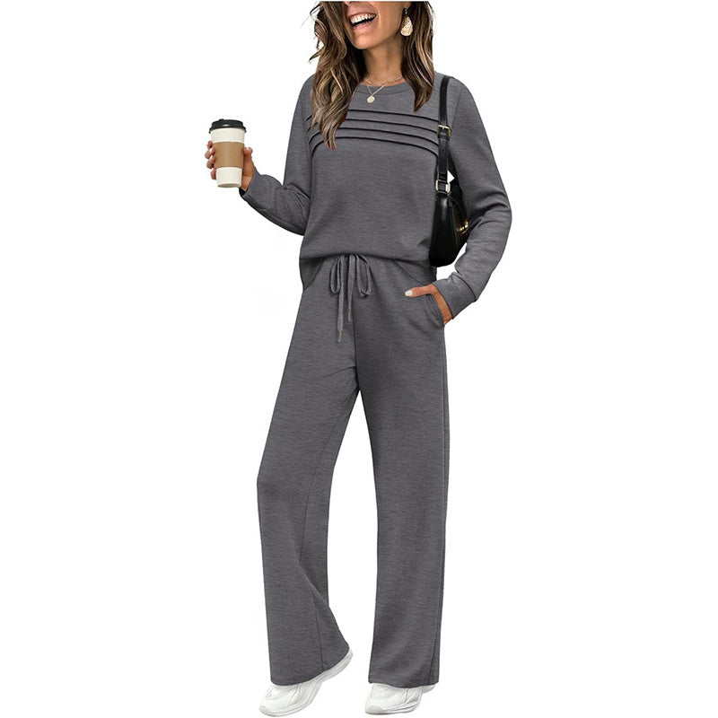 New Arrival 🔥Women's Crew Neck Top & Drawstring Pants Set