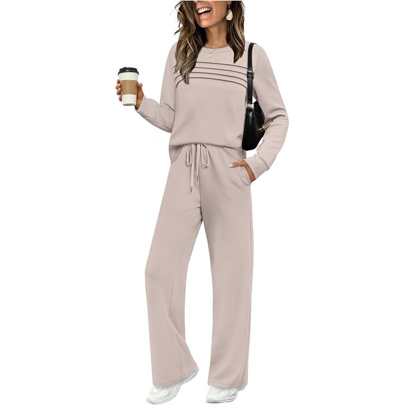New Arrival 🔥Women's Crew Neck Top & Drawstring Pants Set