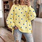 New Arrival 🔥Polka Dot Ribbon-Tie Polka Dot Neck Sweatshirt