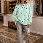 New Arrival 🔥Polka Dot Ribbon-Tie Polka Dot Neck Sweatshirt