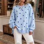 New Arrival 🔥Polka Dot Ribbon-Tie Polka Dot Neck Sweatshirt